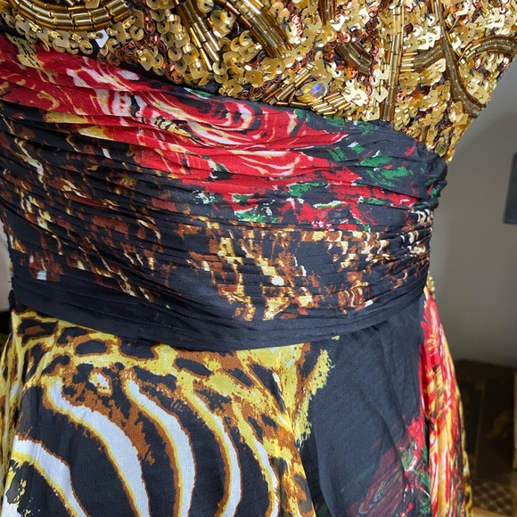 Cassandra Stone formal gown/mini strapless sequins w/ animal print lace overlay - Picture 5 of 8